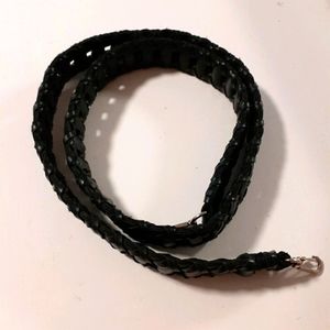 VTG Woven Black Leather Strap Bag Strap